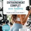 Femme utilisant des haltères pour un entraînement complet sur un tapis de gym