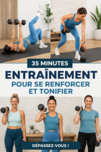 Femme en pleine séance d'entraînement de force à domicile