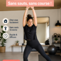 Femme réalisant des exercices de fitness à la maison sans saut ni course.