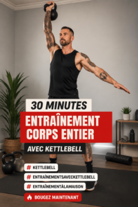 Femme effectuant un entraînement kettlebell à domicile