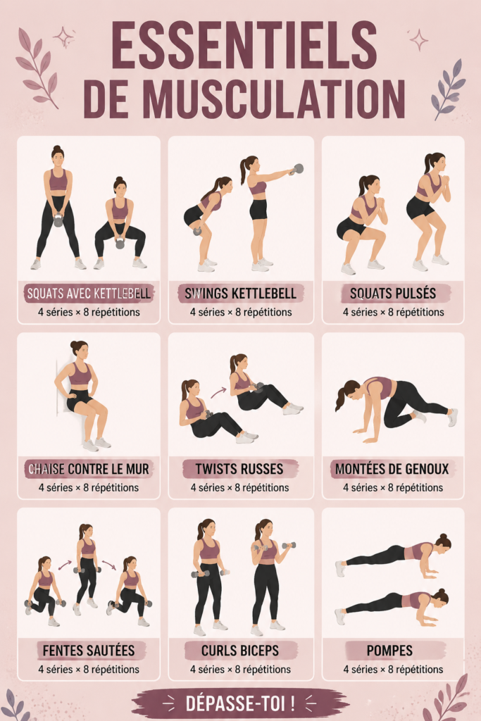 Femme exerçant des poids pour l'entraînement en force, illustrant l'importance de la musculation.
