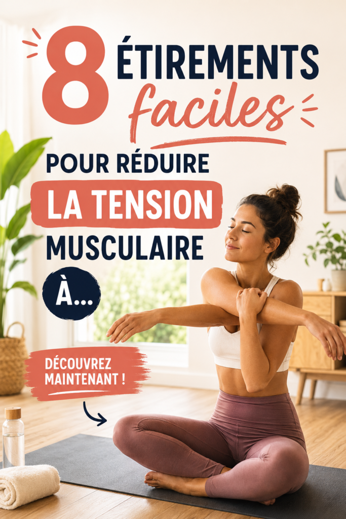 Femme pratiquant des étirements apaisants sur un tapis de yoga