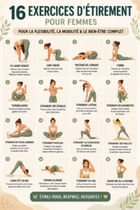 Femme pratiquant des étirements relaxants à la maison