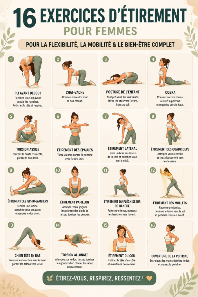 Femme pratiquant des étirements relaxants à la maison