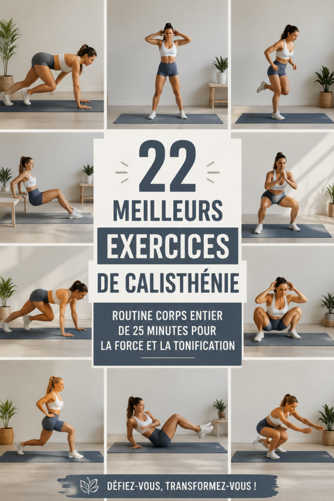 Une femme effectuant un exercice de calisthénie en extérieur, souriante et en pleine action.