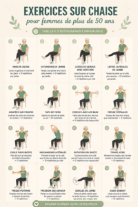 Femme mature effectuant des exercices en fauteuil pour améliorer son bien-être