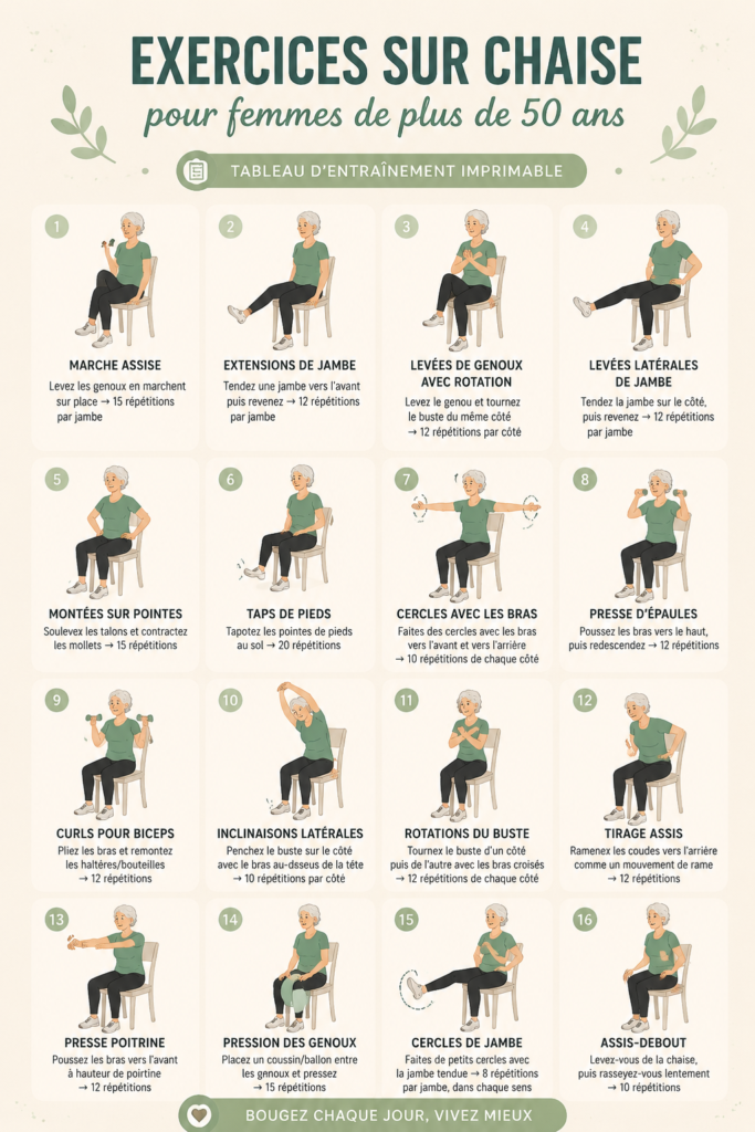 Femme mature effectuant des exercices en fauteuil pour améliorer son bien-être