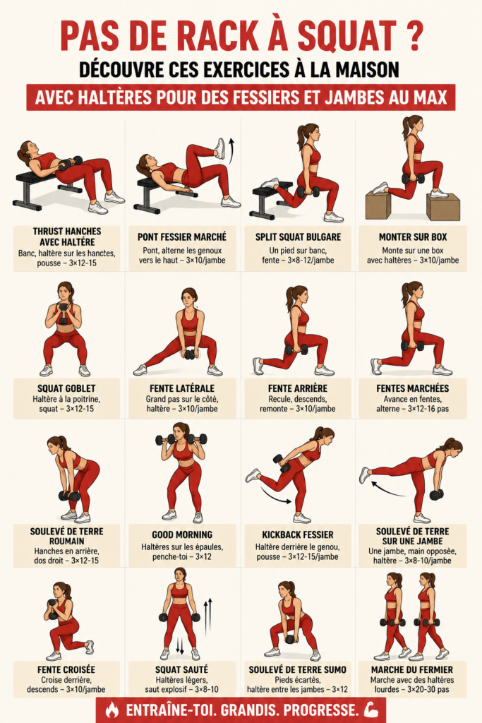 Femme faisant des exercices avec haltères pour les fessiers à la maison