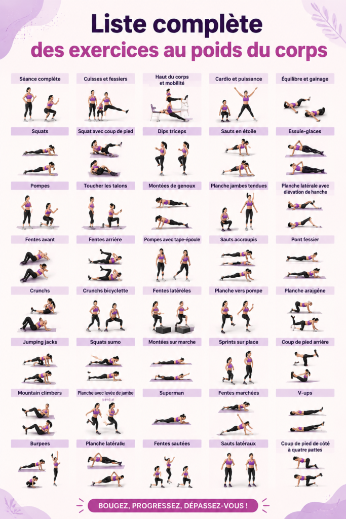 Femme réalisant des exercices au poids du corps à la maison