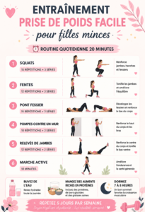 Femme en train de s'exercer pour prendre du poids à la maison, souriante et motivée.