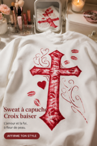 Sweatshirt croisé pour femmes sur un fond neutre, mettant en avant sa coupe élégante et son confort.