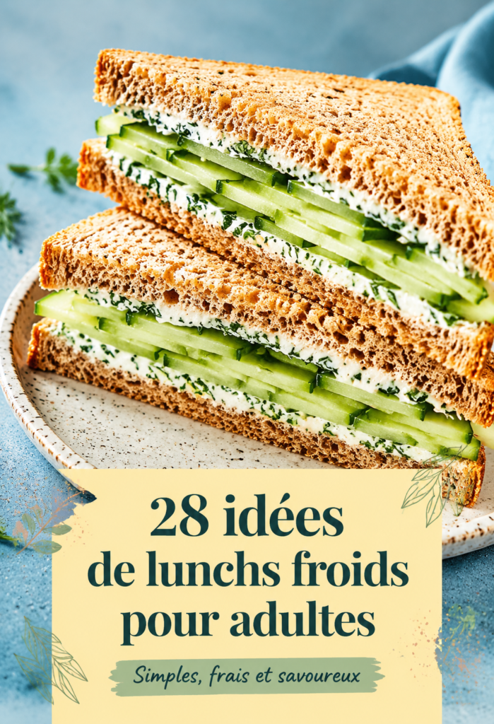 Déjeuner froid composé de salades fraîches et de fruits colorés.