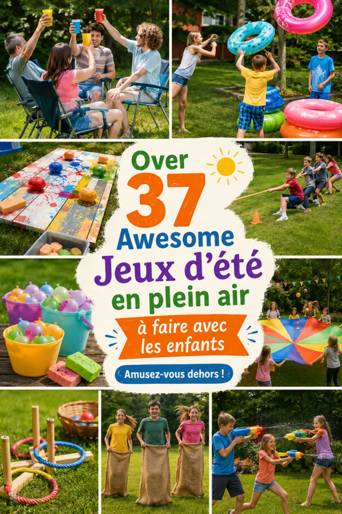 Des enfants jouant ensemble à des jeux d'été en plein air.