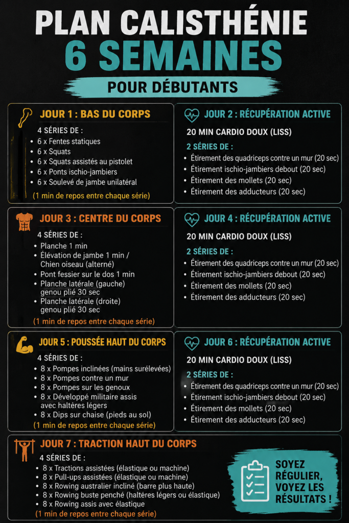Femme débutante réalisant un exercice de calisthenics en extérieur