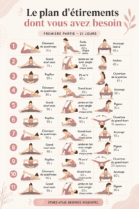 Femme pratiquant des étirements dans un cadre apaisant, illustrant les bienfaits du stretching.