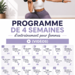 Femme s'entraînant à la maison avec un programme de 4 semaines pour femmes