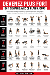 Femme réalisant un exercice avec haltères pour un programme de fitness.