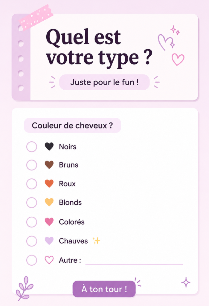Test de typologie sur une table avec stylos et feuilles