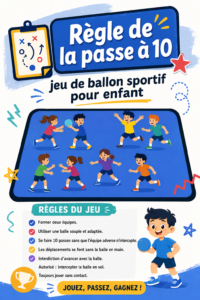Enfants jouant au jeu de passe à 10 en plein air, riant et s’amusant.