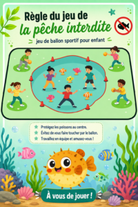 Enfants jouant au jeu de la pêche interdite dans un jardin