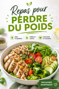 Assiette colorée de repas légers et sains pour perdre du poids