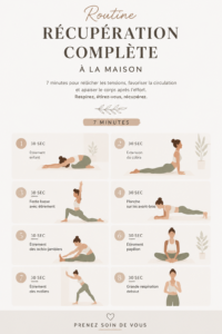 Femme pratiquant des exercices de détente dans son salon, ambiance apaisante.