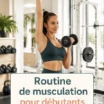 Femme débutante réalisant des exercices de gym à la maison pour améliorer sa condition physique.