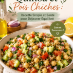 Salade colorée de quinoa et pois chiches, riche en légumes frais.