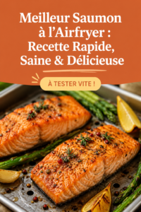 Saumon croustillant cuit à l'airfryer, bien doré et appétissant.