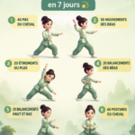 Femme pratiquant le Tai Chi à l'extérieur pour la perte de poids et le bien-être.