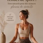 Vêtements de sport aux teintes douces et apaisantes suspendus dans un studio de yoga.