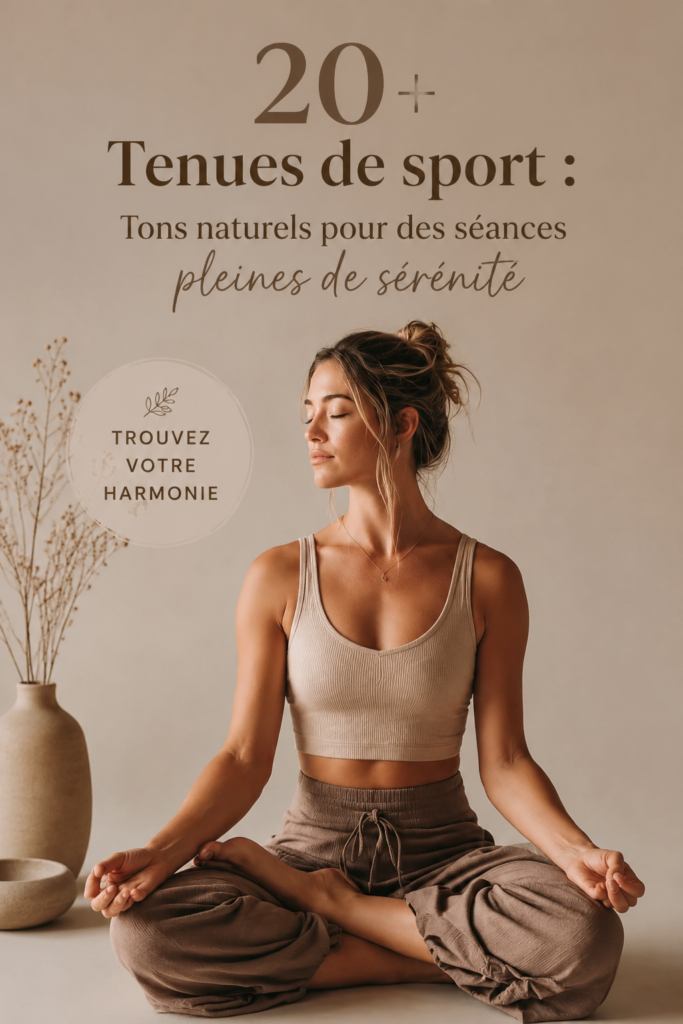 Vêtements de sport aux teintes douces et apaisantes suspendus dans un studio de yoga.