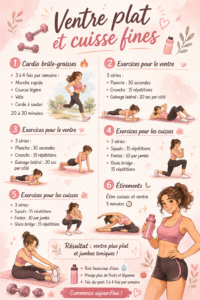 Femme souriante faisant du yoga pour un ventre plat et des cuisses fines.