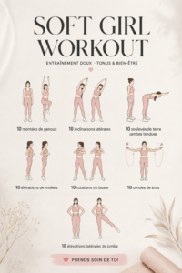 Femmes pratiquant un workout doux en extérieur, souriantes et détendues.