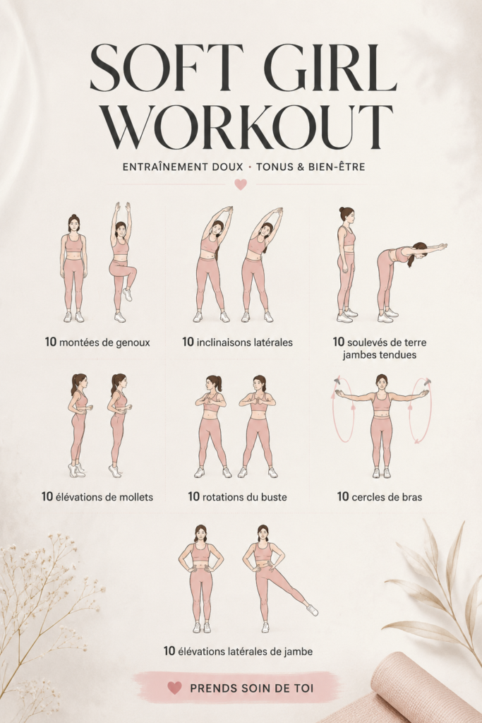 Femmes pratiquant un workout doux en extérieur, souriantes et détendues.