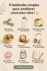 Femme pratiquant une activité de bien-être pour améliorer son quotidien.