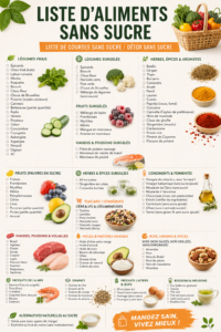 Assortiment coloré d'aliments frais et sans sucre, inspirant une alimentation saine.