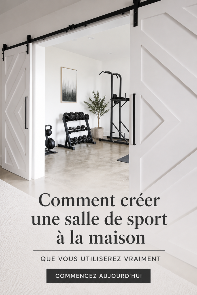 Salle de sport à domicile bien aménagée avec équipements de fitness.