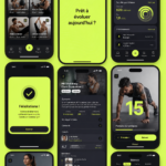 Femme utilisant une application de fitness sur son smartphone tout en faisant de l'exercice