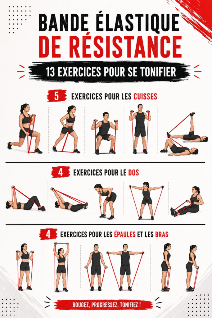 Femme faisant des exercices de tonification avec une bande élastique