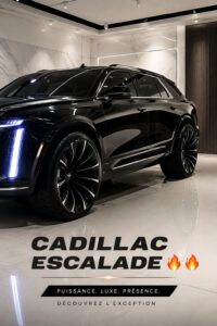 Cadillac Escalade en pleine nature, symbolisant luxe et performance.