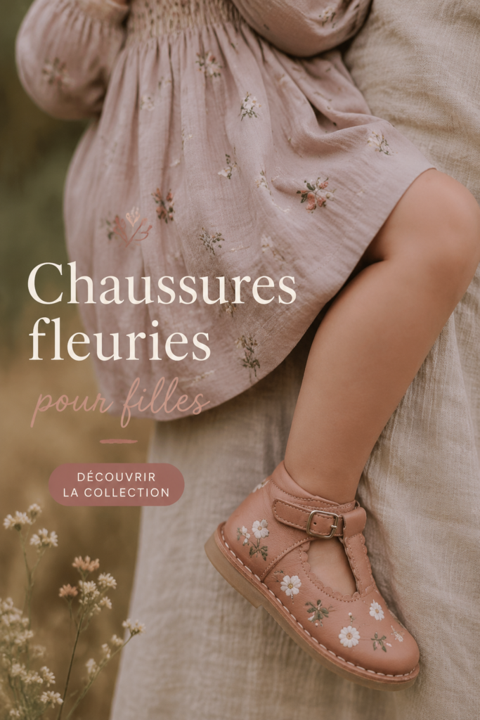 Chaussures fleuries pour filles en magasin, colorées et stylées.