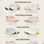 Femme essayant des chaussures de sport dans un magasin