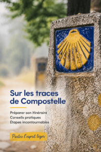 Marcheuse sur le chemin de Compostelle, entourée de paysages verdoyants.