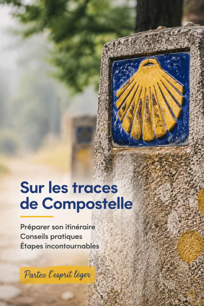 Marcheuse sur le chemin de Compostelle, entourée de paysages verdoyants.