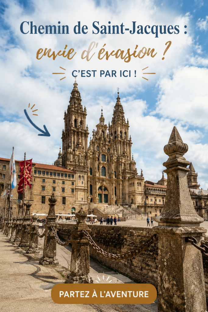 Vue pittoresque du Camino de Santiago avec des paysages verdoyants.