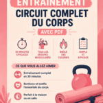 Femme pratiquant un circuit d'entraînement complet à la maison