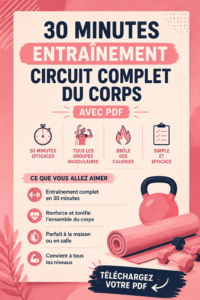 Femme pratiquant un circuit d'entraînement complet à la maison