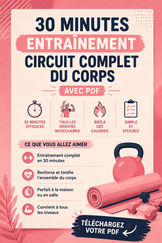Femme pratiquant un circuit d'entraînement complet à la maison