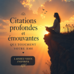 Image de citations inspirantes et profondes sur un fond apaisant.